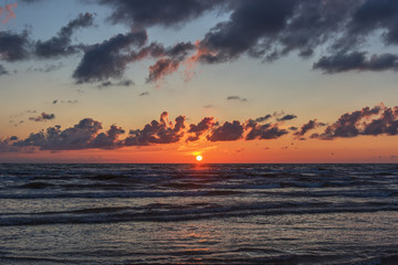 Obraz premium Baltic sea in sunset time, Liepaja, Latvia.