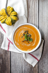 Pumpkin cream on bowl