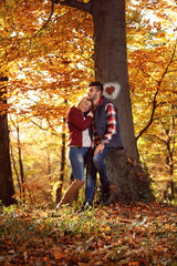Fototapeta premium young couple in love together at park.