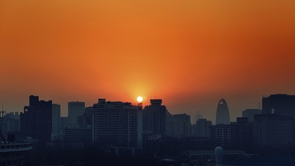 Fototapeta premium Wcześnie rano pejzaż w Pekinie