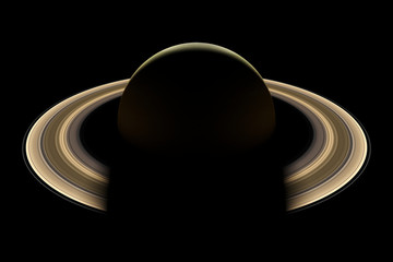 (3d render) dramatic lit planet Saturn © dottedyeti
