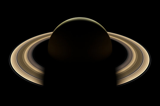 (3d render) dramatic lit planet Saturn