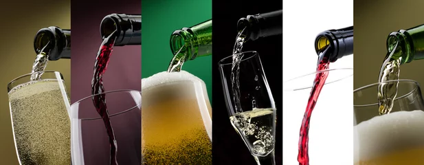Cercles muraux Bar Verser des boissons alcoolisées dans des verres collage photo