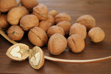 walnuts on a wooden table