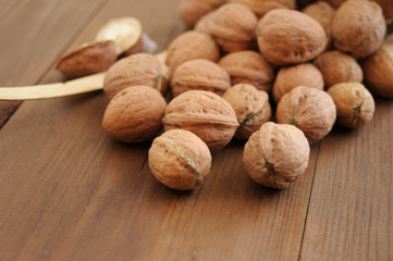 walnuts on a wooden table