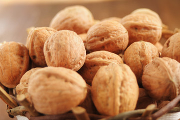 walnuts on a wooden table