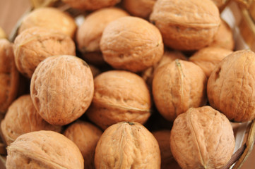 walnuts on a wooden table