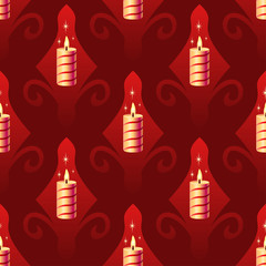 Christmas Candle Ornament Seamless Pattern