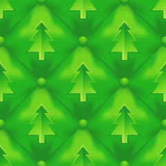 Obraz premium Quilted Green Christmas Tree Seamless Pattern