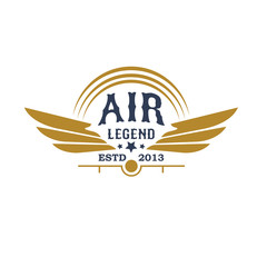 Aviation retro icon with plane propeller and wings © Vector Tradition