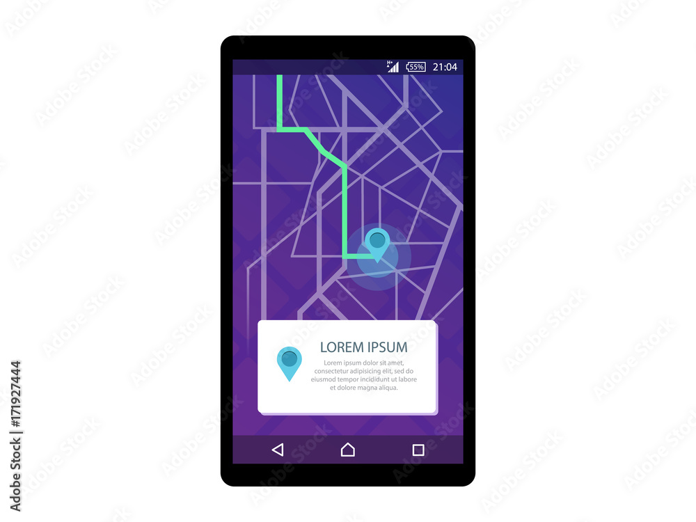 Poster mobile with map location navigation check in and gps concept interface vector