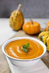 Pumpkin cream on bowl