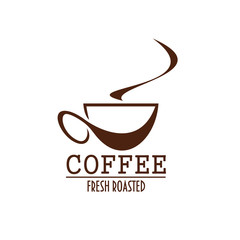 Coffee cup brown label of coffeeshop or cafe menu