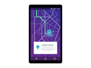 Mobile with map location navigation check in and GPS concept Interface Vector
