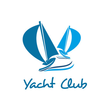 Sailing ship or boat icon for yacht club design