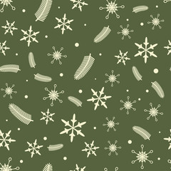 Vintage Green Christmas Seamless Pattern
