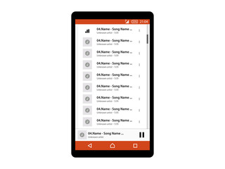 Music Player Interface on mobile phone vector illustration