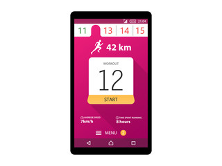 Running App Concept Fitness tracker app graphic user interface Vector
