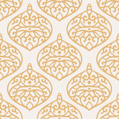 Vintage Golden Christmas Ornament Seamless Pattern