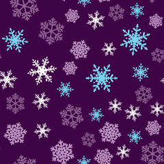Purple Snowflakes Christmas Seamless Pattern