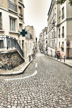 HDR view of the street of Montmartre.