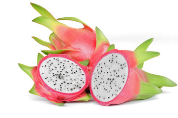 close up dragon fruits isolate on white background