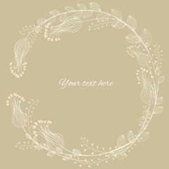Wreath of wild flowers. Beautiful vector illustration. Classic style. Floral background. Frame. Border.