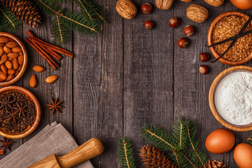 Ingredients for cooking Christmas baking.