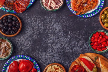 Typical Spanish concept of tapas.