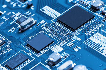 Electronic circuit board close up. 