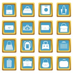 Bag baggage suitcase icons azure