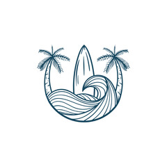 surfing vector illustration hand drawn vintage