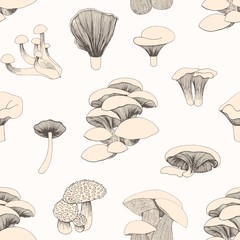 Seamless pattern with mushrooms for design