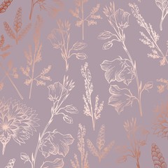Rose gold. Elegant decorative floral pattern for printing