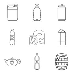 Draft beer icons set, outline style