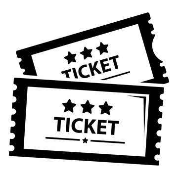 Cinema ticket icon, simple black style