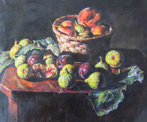 oil painting on canvas of a fruit composition - 171932833