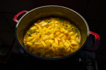 pot of cooked potato soup