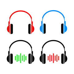 Headphones vector icons on white background