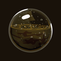 Sphere of mud. Game icon of magic orb. Interface for rpg or match3 game. Earth or mud. Big variant.