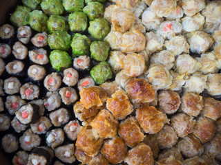 steamed dumplings selling at the market