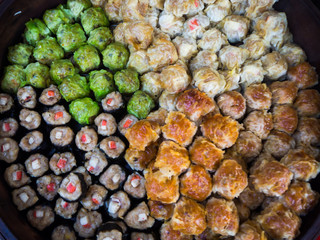 steamed dumplings selling at the market