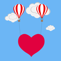 Fototapeta na wymiar Balloon with heart. Two balloons lift the heart to heaven