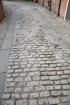 Cobblestone Street; Shrewsbury; England