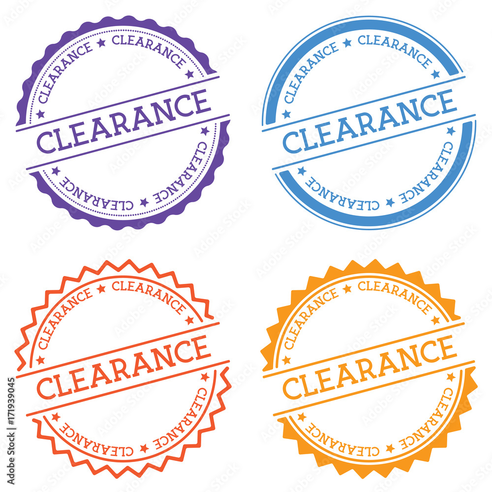 Poster clearance badge isolated on white background. flat style round label with text. circular emblem vect