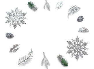 Decorative Christmas composition on white background.