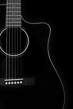 Musical instrument - Silhouette of a black acoustic guitar