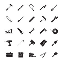 Construction tools glyph icons set