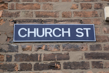 Fototapeta na wymiar Church Street Sign