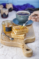 Belgian waffles with orange marmalade